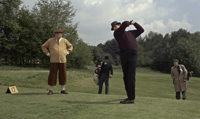 The classic golf scene from the film 'Goldfinger'