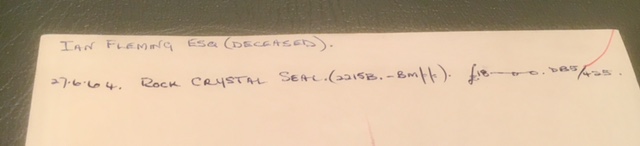 Ian Fleming's Wartski record card